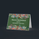 Rustikaler Grandson und seine Ehefrau Weihnachten Karte<br><div class="desc">Frohe Weihnachten für Enkel und seine Ehefrau-Karte mit grünem Aquarell und Pinecones und nachdenklichen Vers.</div>
