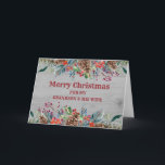 Rustikaler Grandson und seine Ehefrau Weihnachten Karte<br><div class="desc">Frohe Weihnachten für Enkel und seine Ehefrau-Karte mit Aquarellfolien,  Pinecones und Vintagen Holzmuster und nachdenklichen Vers.</div>