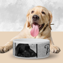 Rustikaler Graue Dog's Name in Black Script 2 Foto Napf