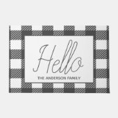 Rustikaler grauer Büffel-Karo-kariertes hallo Fußmatte (Vorderseite)