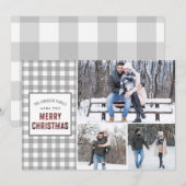 Rustikaler grauer Gingham Frohe Weihnachten (Vorne/Hinten)