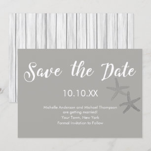 Rustikaler Grauer Weißer Strand Starfish Save the  Einladung