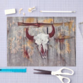 Rustikaler Grauer Western Bull Skull Gelbe Sonnenb Seidenpapier (Handwerk)