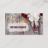 Rustikaler Grauer Western Bull Skull Gelbe Sonnenb Visitenkarte (Vorderseite)