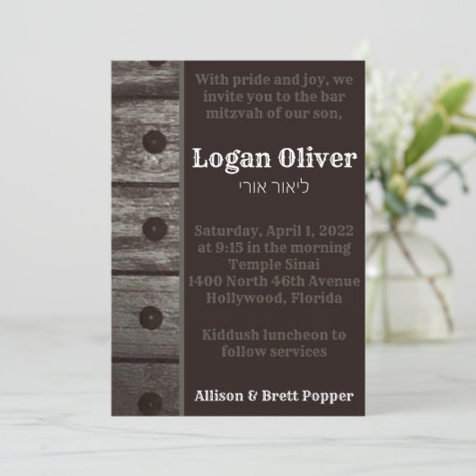 Rustikaler grauer Zaun Einladung (Stehend Vorderseite)