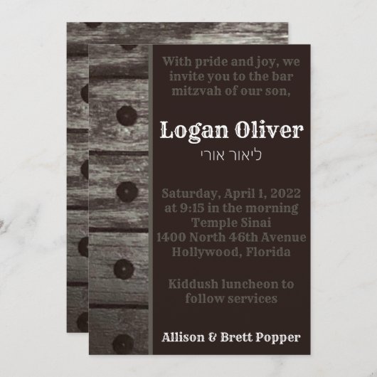 Rustikaler grauer Zaun Einladung (Vorne/Hinten)