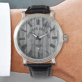 Rustikaler Grauholz Individuelle Name Bauernhof Armbanduhr