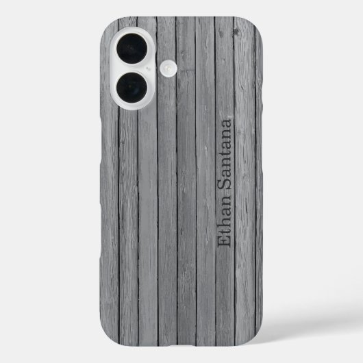 Rustikaler Grauholzplanks Personalisierter Name Case-Mate iPhone Hülle (Rückseite)