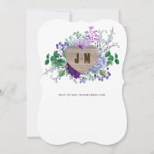 Rustikaler, gravierter Holzherz Monogram, Blutfall Einladung (Rückseite)