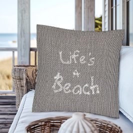 Rustikaler Gray Burlap Style "Life's A Beach" Kissen
