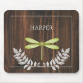 Rustikaler Green Dragonfly Personalisiert Mouse Pa Mousepad (Vorne)