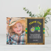 Rustikaler Green & Yellow Traktor Geburtstag Viele Dankeskarte (Stehend Vorderseite)