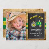 Rustikaler Green & Yellow Traktor Geburtstag Viele Dankeskarte (Vorne/Hinten)
