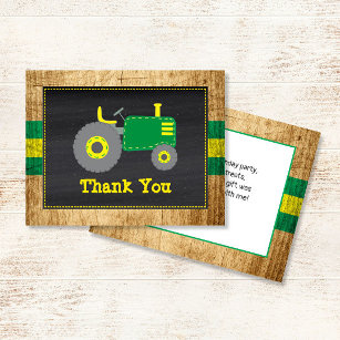 Rustikaler Green & Yellow Traktor Geburtstag Viele Dankeskarte