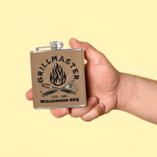 Rustikaler GRILLMASTER-Custom Vinyl Wrapped Flask Flachmann