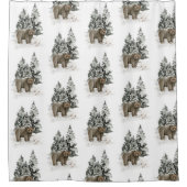 Rustikaler Grizzlybär Waldschnee Duschvorhang (Vorderseite)