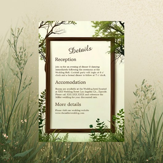 Rustikaler Grünbaum Hochzeit Begleitkarte