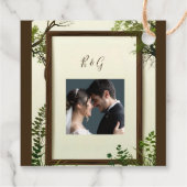 Rustikaler Grünbaum Hochzeit Geschenkanhänger (Rückseite)