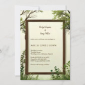 Rustikaler Grünbaum Rahmen Hochzeitseinladung (Vorderseite)