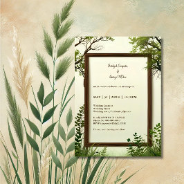 Rustikaler Grünbaum Rahmen Hochzeitseinladung