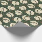 Rustikaler grüner Baseball Geschenkpapier (Ecke)