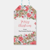 Rustikaler grüner Blumenkranz frohe Weihnachten Geschenkanhänger (Vorderseite)