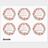 Rustikaler grüner Blumenkranz frohe Weihnachten Runder Aufkleber (Blatt)