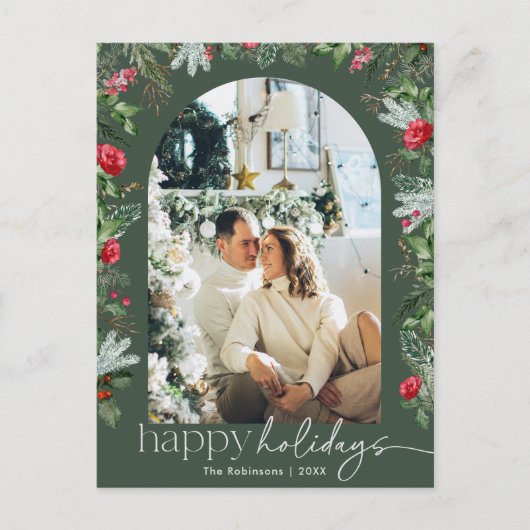 Rustikaler Grüner Botanischer Foliage Arch 1 Foto Postkarte (Vorderseite)