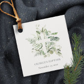 Rustikaler grüner Eukalyptus Fern Foliage Cross Ba Geschenkanhänger