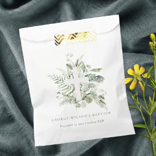 Rustikaler grüner Eukalyptus Fern Foliage Cross Ba Geschenktütchen