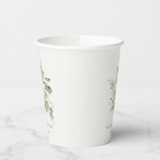 Rustikaler grüner Eukalyptus Fern Foliage Cross Ba Pappbecher (Links)