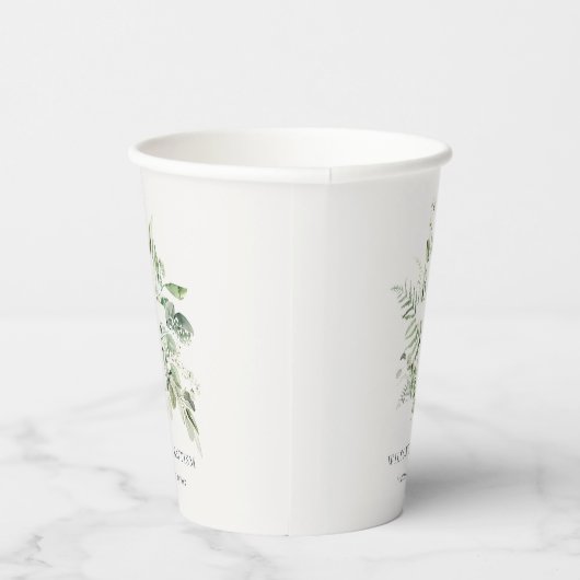 Rustikaler grüner Eukalyptus Fern Foliage Cross Ba Pappbecher (Rechts)