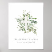 Rustikaler grüner Eukalyptus Fern Foliage Cross Ba Poster (Vorne)