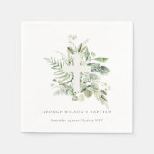 Rustikaler grüner Eukalyptus Fern Foliage Cross Ba Serviette (Vorderseite)