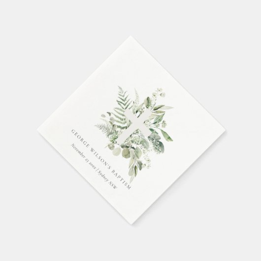 Rustikaler grüner Eukalyptus Fern Foliage Cross Ba Serviette (Ecke)