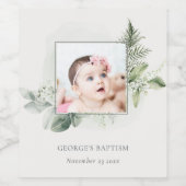 Rustikaler grüner Eukalyptus Fern Foliage Foto Tau Weinetikett (Einzelnes Label)