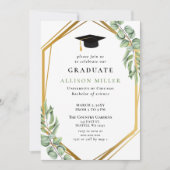 Rustikaler grüner Eukalyptus - Geometrischer Absch Einladung (Vorderseite)