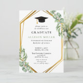 Rustikaler grüner Eukalyptus - Geometrischer Absch Einladung (Stehend Vorderseite)