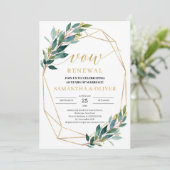 Rustikaler grüner Eukalyptus-Goldrahmen verspricht Einladung (Stehend Vorderseite)