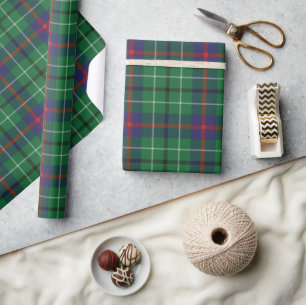 Rustikaler grüner Gingham-Karo-Tartan Geschenkpapier