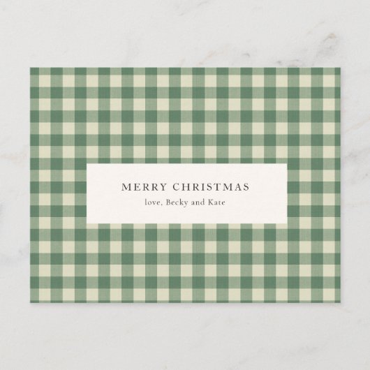 Rustikaler grüner Gingham moderner Weihnachten (Vorderseite)