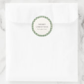 Rustikaler grüner Gingham moderner Weihnachten Runder Aufkleber (Tasche)
