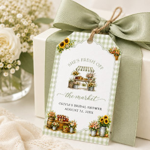Rustikaler grüner Gingham Sie ist frisch auf dem M Geschenkanhänger