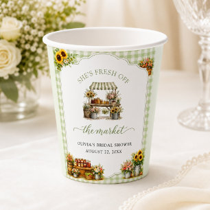 Rustikaler grüner Gingham Sie ist frisch auf dem M Pappbecher
