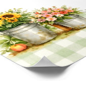 Rustikaler grüner Gingham Sie ist frisch auf dem M Poster (Ecke)