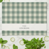 Rustikaler grüner Gingham-Weihnachten modern Geschirrtuch (Gefaltet)