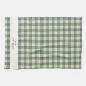 Rustikaler grüner Gingham-Weihnachten modern Geschirrtuch (Horizontal)