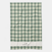 Rustikaler grüner Gingham-Weihnachten modern Geschirrtuch (Vertikal)