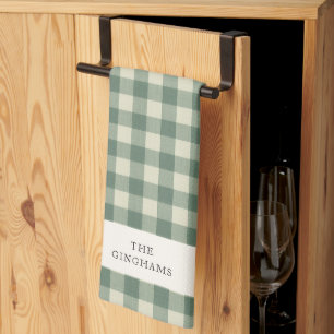 Rustikaler grüner Gingham-Weihnachten modern Geschirrtuch