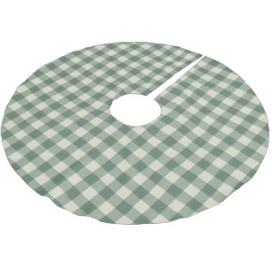 Rustikaler grüner Gingham-Weihnachten modern Polyester Weihnachtsbaumdecke